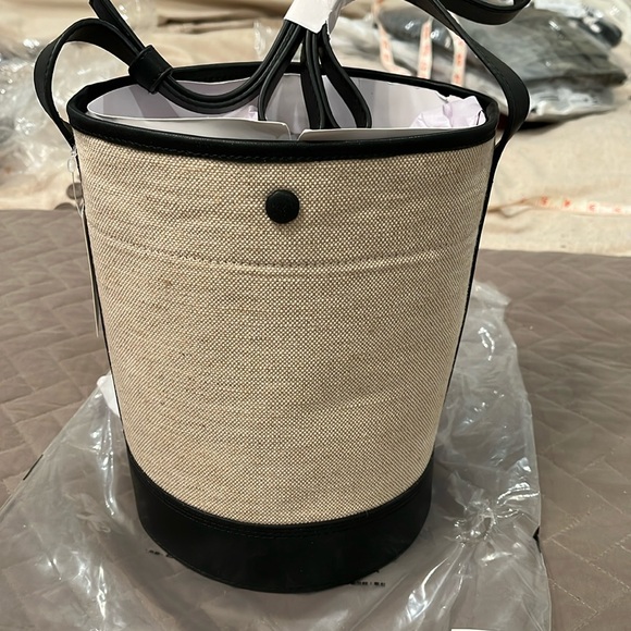 J. Crew Natural/Black Canvas Bucket Bag/NWT - Picture 4 of 11